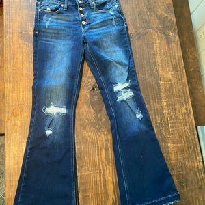 KanCan Button Fly Distressed Flare